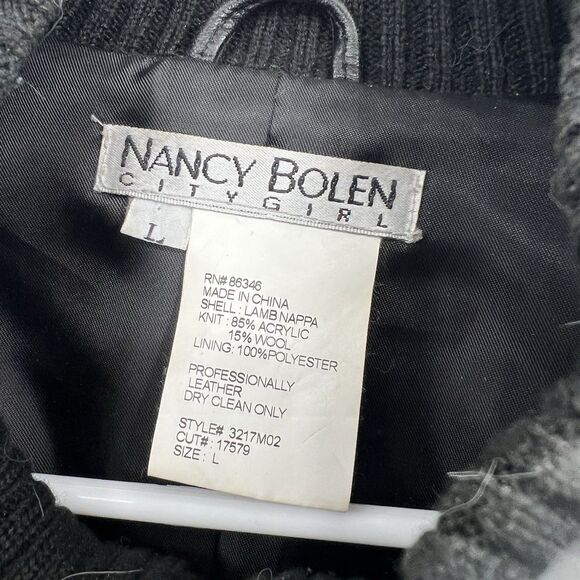 Womens VTG Nancy Bolen L City Zip Jacket Lamb Nappa Leather Wool Biker Retro - Picture 2 of 7